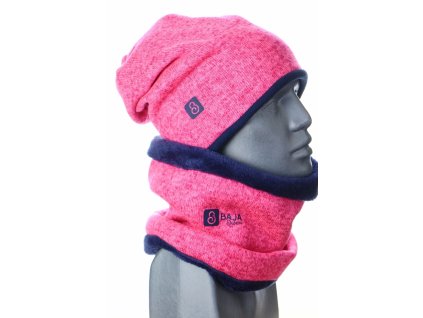 zimní svetrová čepice pro ženy, neon. růžová + tm. modrá Velikost L 5784 47 1001