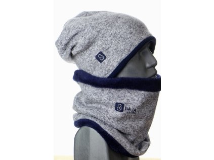 zimní svetrová čepice pro ženy, šedá + tm. modrá Velikost L 5786 47 1003