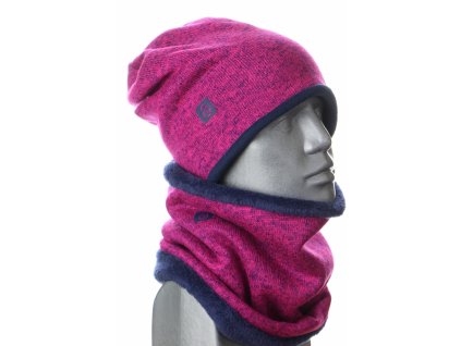 zimní svetrová čepice pro ženy, fialová + tm. modrá Velikost L 5792 47 1009