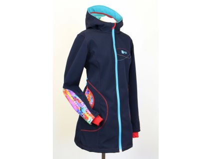 softshellový kabát P pro dívky, tm modrý, abstrakce Velikost 156/164 6426 49 1491