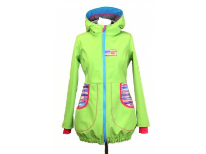 softshellový kabát pro dívky, zelený, pestré pruhy Velikost 156/164 6430 51 1495