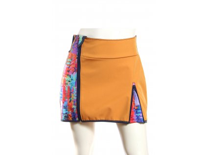 softshellová sukně, hořčicová + barevnaabstrakce2