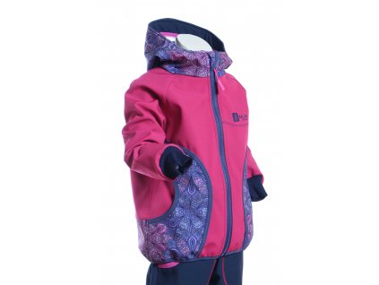 softshellová bunda pro hoky, růžová + fialové mandaly, bok