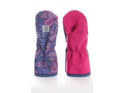 softshellové rukavice, růžové + fialové mandaly