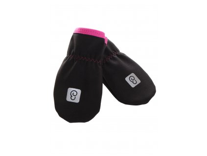 softshellové rukavice bez palce, černá + růžové lemy