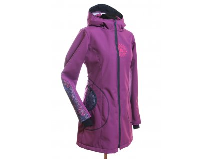 softshellový kabát, fialový + fialové mandaly, bok
