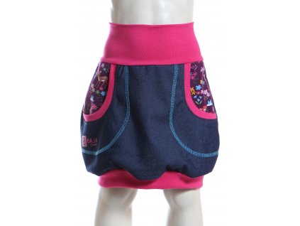sportovní riflová sukýnka pro holky, srnky + růžová