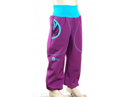 softshellové kalhoty pro holky, fialové + grafity, bok