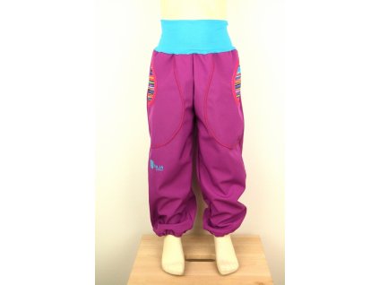 softshellové kalhoty pro holčičky, fialové, pestré pruhy Velikost 92 4462 48 284