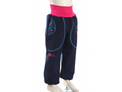 softsehllové kalhoty pro holky, tm. modrá + hvězdičky, bok