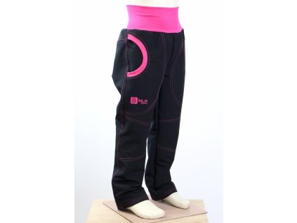 LETNÍ softshellové kalhoty pro holky, SLIM, černá + růžová Velikost 140 5373 48 791