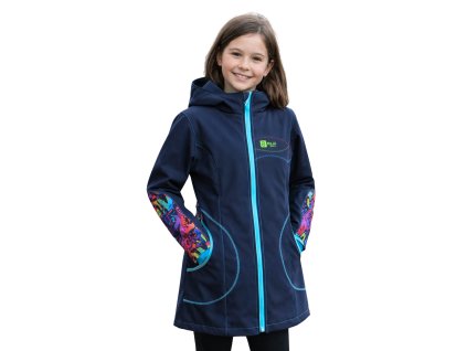 dívčí softshellový kabát P, tm. modrý, grafity