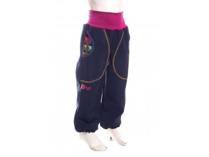 dětské softshellové kalhoty, tm. modré + rubico, bok