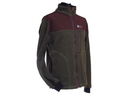 pánská svetrová mikina s kapsičkou, zelená + hnědá, bok