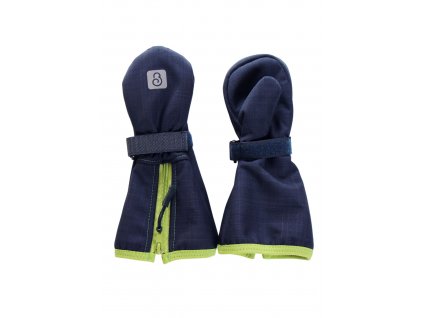 zimní rukavice se zipem, tm. modré + zelený zip