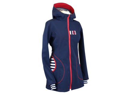 dámský softshellový kabát P, tm. modrý + námořnické pružky, bok