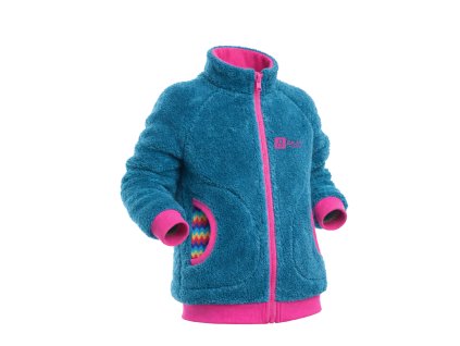 dětská miikina chlupatá petrolejová cikcak bok3