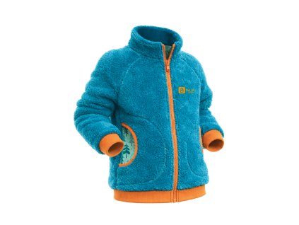 dětská chlupatá mikina, petrolejová, hořčicová, les