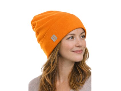 dámsk áčepice s ohrnutým lemem, hořčicová