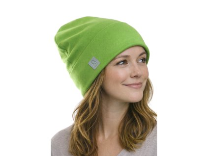 dámská čepice s ohrnutým lemem, zelená
