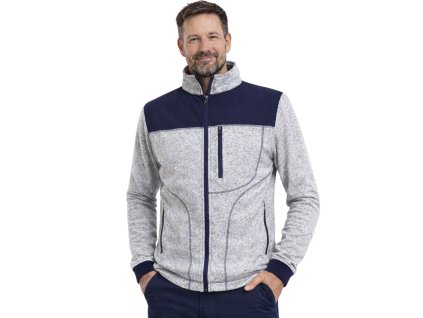 pánská svetrová mikina s kapsičknou, šedá, tm. modrá, model