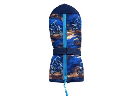 rukavice pro spastiky, modrá, motorky, tyr. zipy