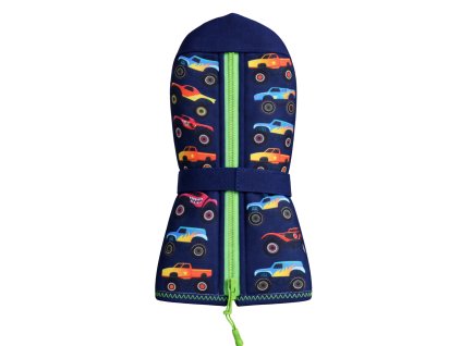 rukavice pro spastiky, modrá, trucky, zelené zip