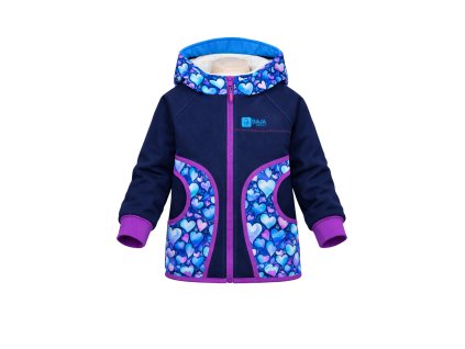 dívčí softshellová bunda, modrá, srdce