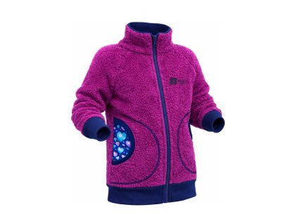 dívčí chlupatá mikina, ostružinová, tm. modrá, sdrce