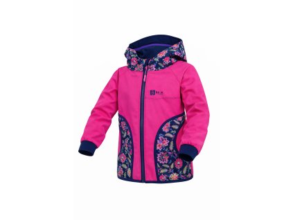 dívčí softshellová bunda, růžová, zahrada, polobok