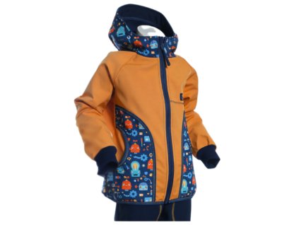 softshellová bunda, hořčicová, roboti