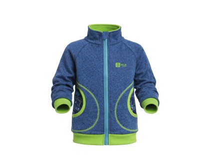 svetrová mikina pro kluky, tm. modrá, zelené lemy, žraloci na modré