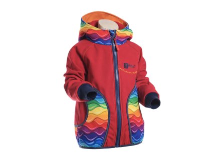 dívčí softshellová bunda, červená, vlny, polobok