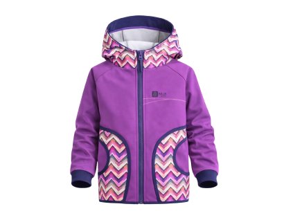 dívčí softshellová bunda, fialová, modrá, chevron