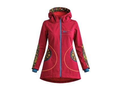 dámský softshellový kabát, červený, vzor Klimtova louka2.jpg
