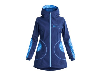 dámský sofshellový kabát, modrý, modré květy