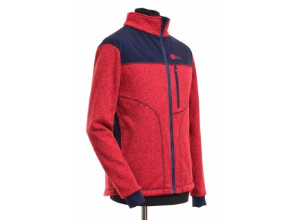 pánská svetrová mikina, červená + tm. modrá, s kapsičkou, bok