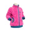 dětská mikina chlupatá, růžová, petrolejové lemy, paleta, bok