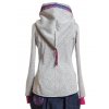 dámská svetrová mikina s kapucou, šedá + fialové mandaly, záda