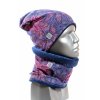 zimní souprava s čepicí, fialové mandaly + tm. modrá