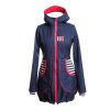 dámský soft. kabát balonový BERÁNEK, modrá + námoř. pruhy