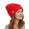 dámská čepice s ohrnutým lemem, červená