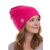 dámská čepice s ohrnutým lemem, růžová