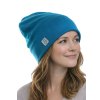 dámská čepice s ohrnutým lemem, petrolejová
