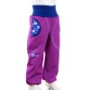 dívčí softshellové kalhoty, fialové, tm. modré lemy, srdce
