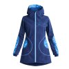 dámský sofshellový kabát, modrý, modré květy