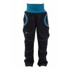 dětské softshellové kalhoty SLIM, černé, petrolejová