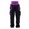 dětské softshellové kalhoty SLIM, černé, fialová