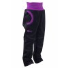 dětské softshellové kalhoty SLIM, černé, fialová, bok
