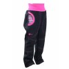 Dívčí softshellové kalhoty, SLIM, černá, růžová, pestré pruhy